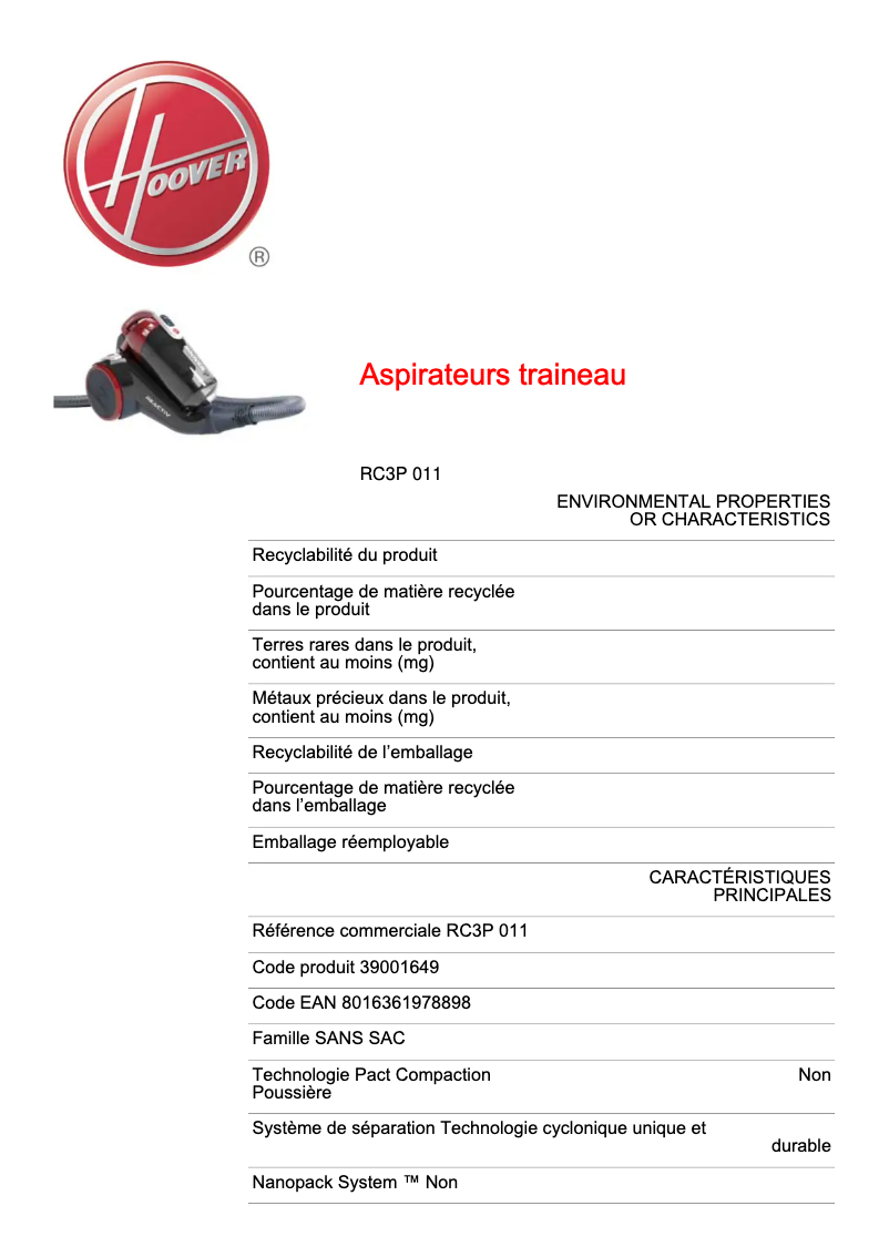 Imagen de la primera página del manual del dispositivo Reactiv RC3P 011