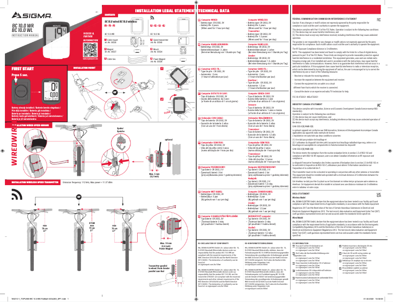 Imagen de la primera página del manual del dispositivo BC 10.10 WL