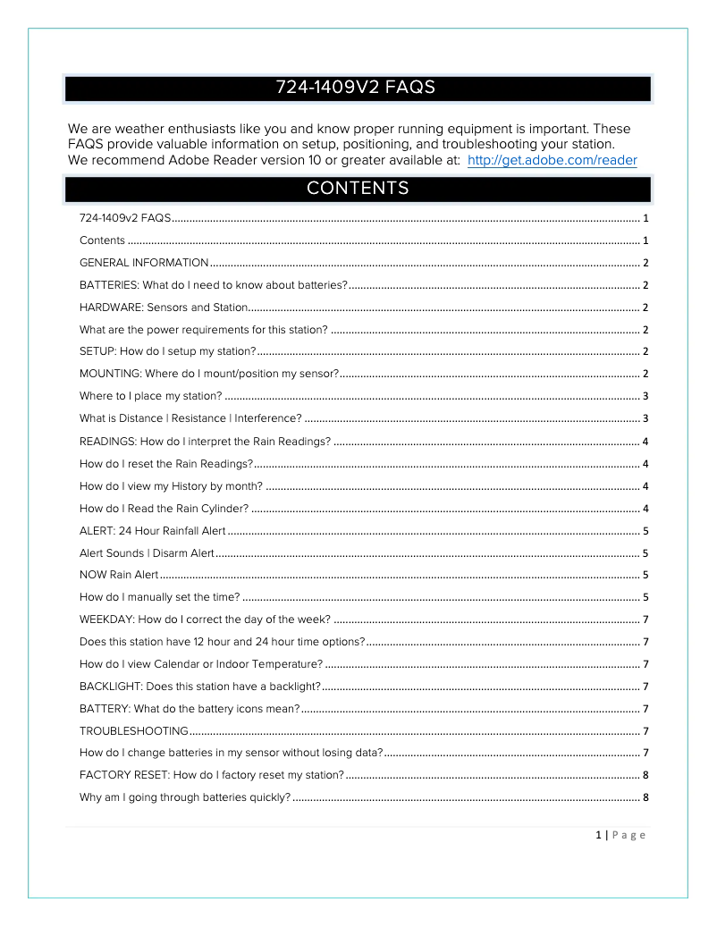 Página 1 del manual Preguntas frecuentes La Crosse Technology 724-1409V2