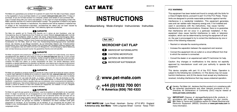 Imagen de la primera página del manual del dispositivo Cat Mate 360