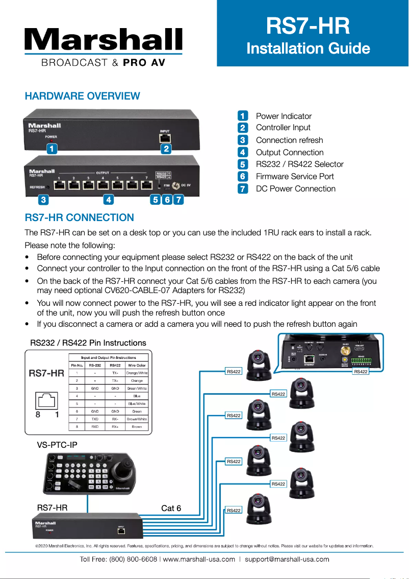 Página 1 del manual Manual de usuario Marshall Electronics RS7-HR