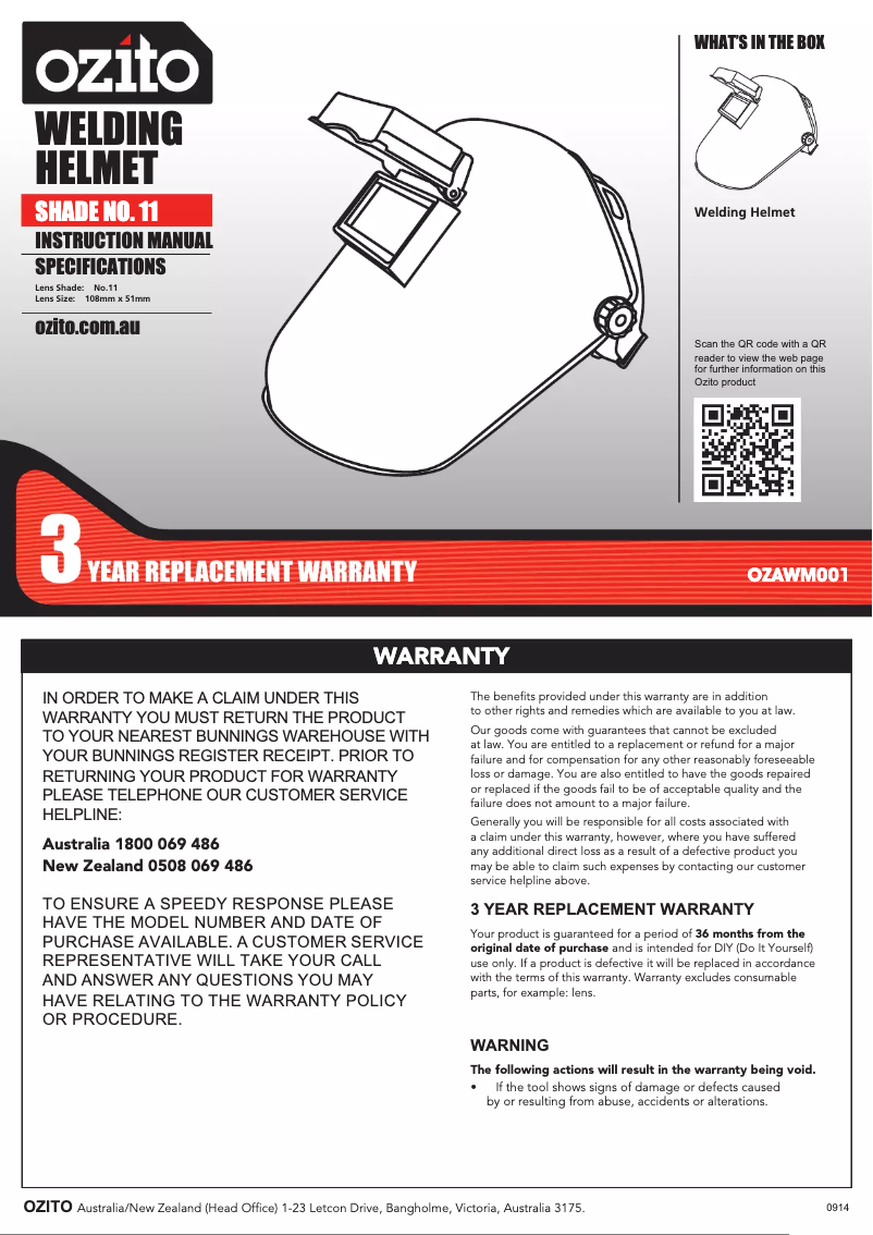 Página nº 1 - Manual de usuario Ozito OZAWM001