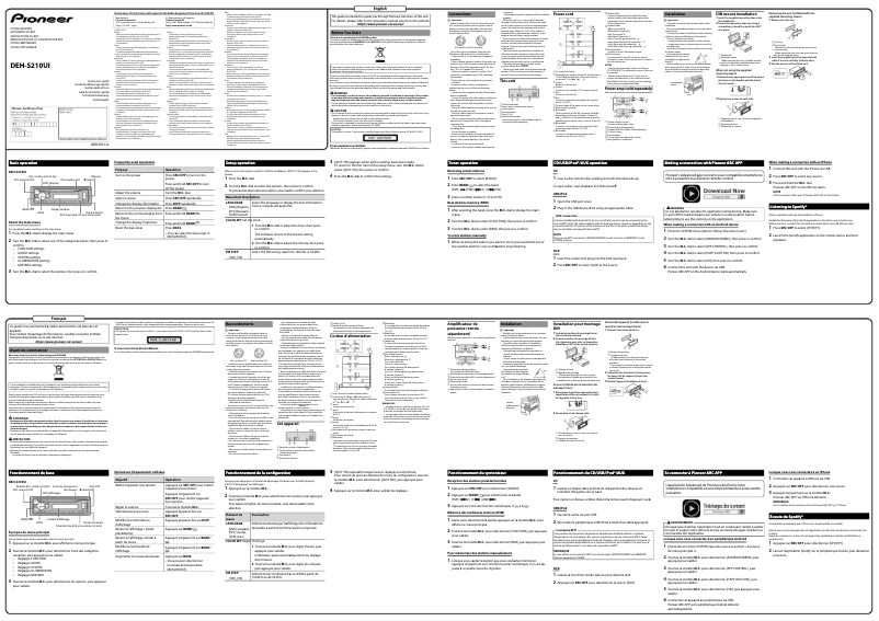 Imagen de la primera página del manual del dispositivo DEH-S210UI