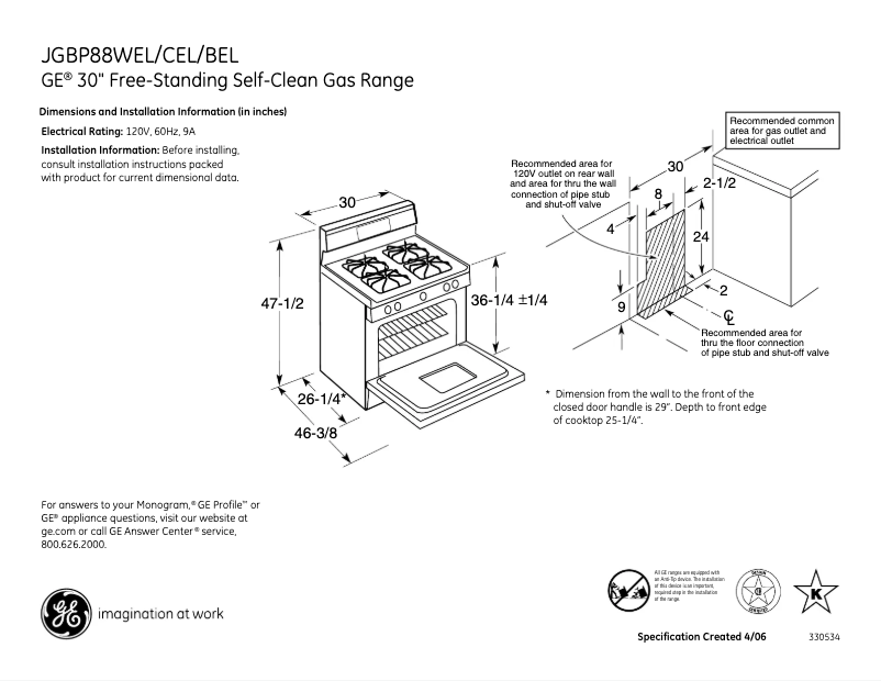 Imagen de la primera página del manual del dispositivo JGBP88BELBB