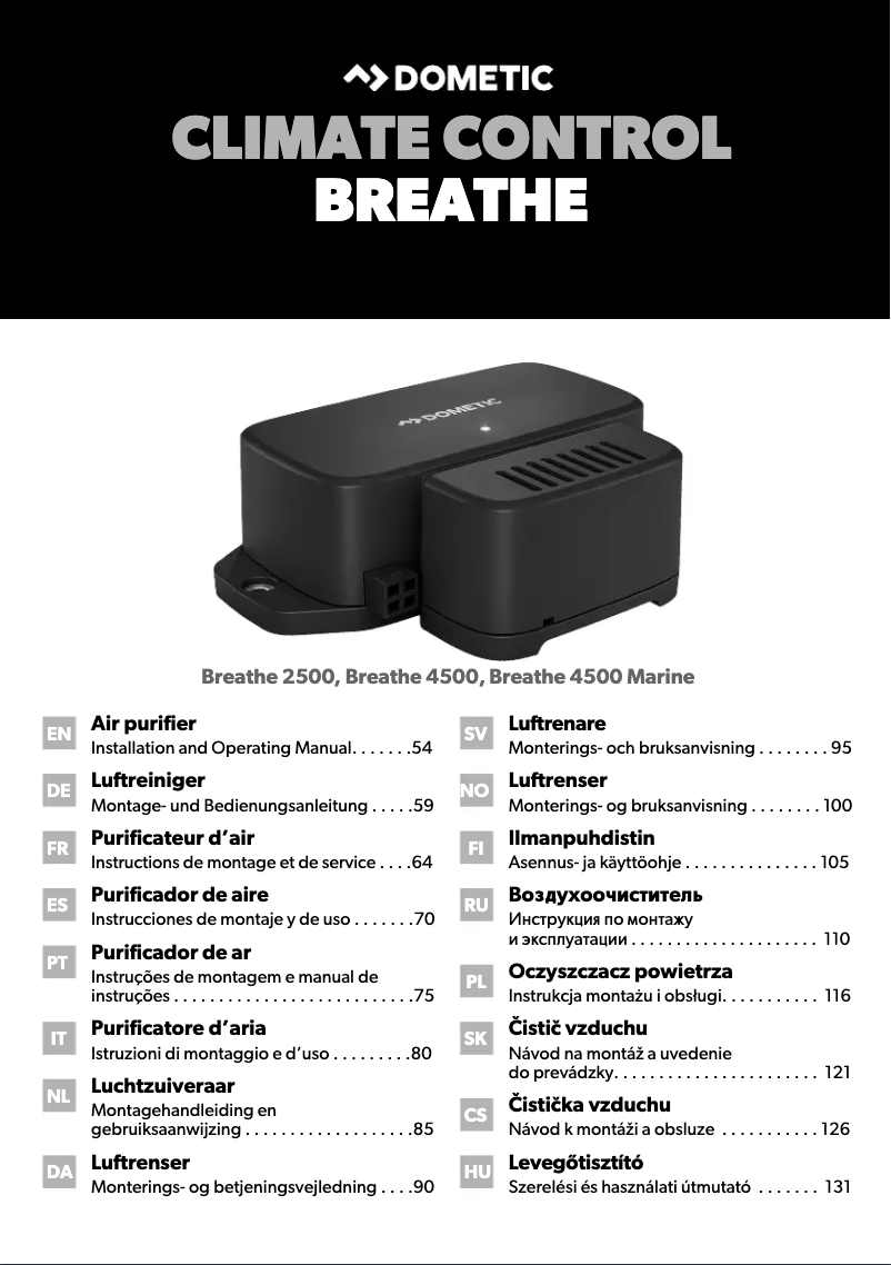 Imagen de la primera página del manual del dispositivo Breathe 4500