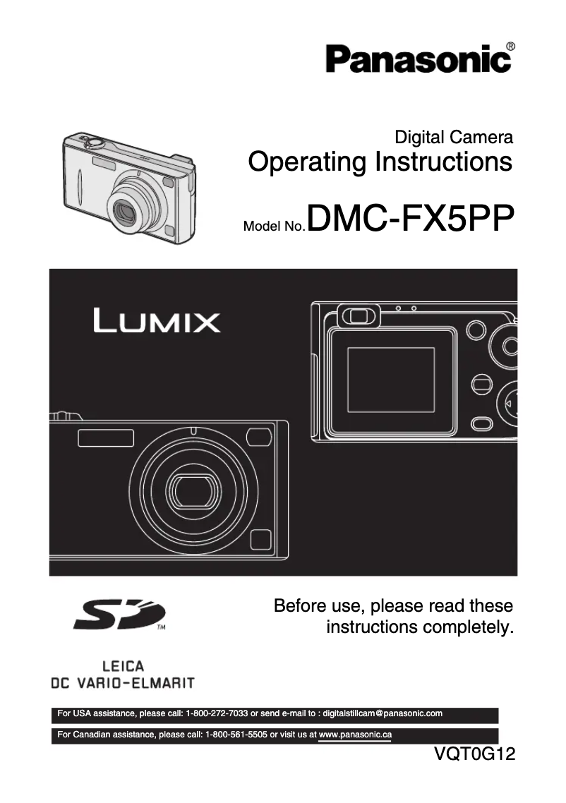 Imagen de la primera página del manual del dispositivo Lumix DMC-FX5PP