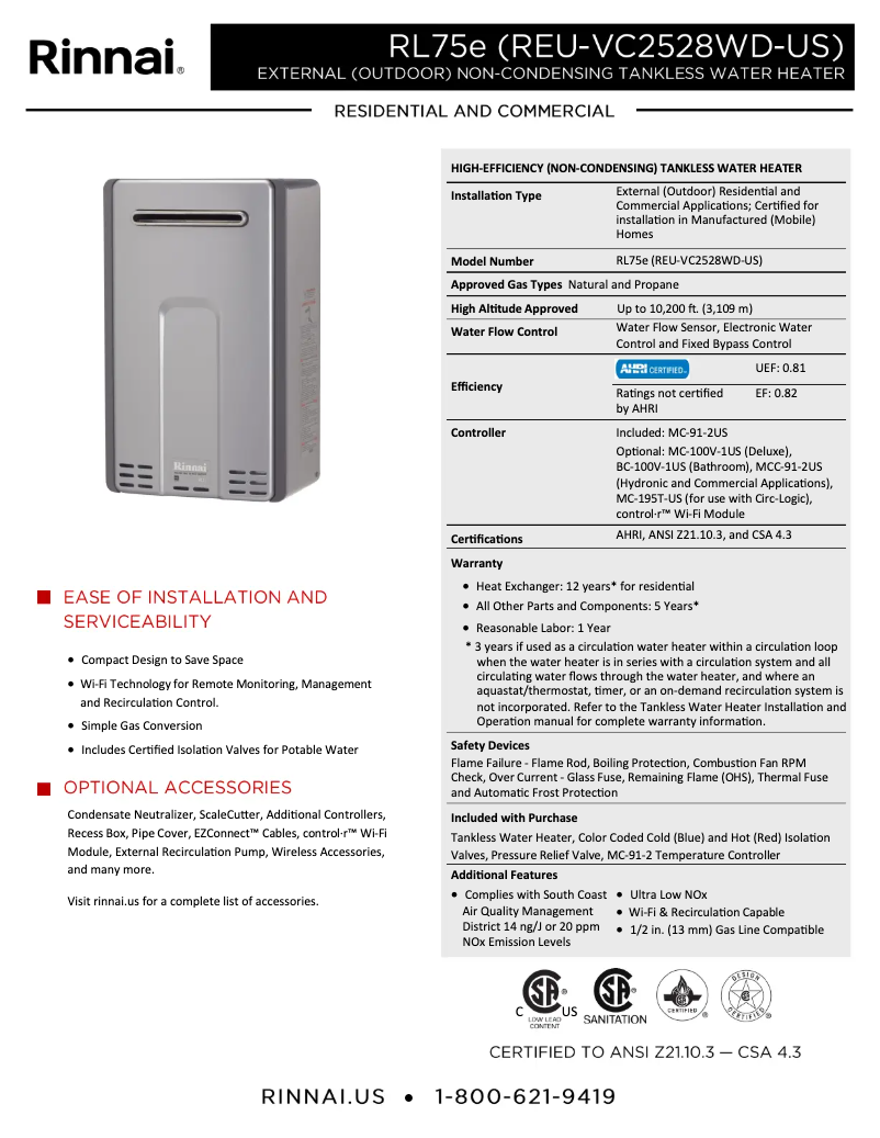 Imagen de la primera página del manual del dispositivo RL75eN
