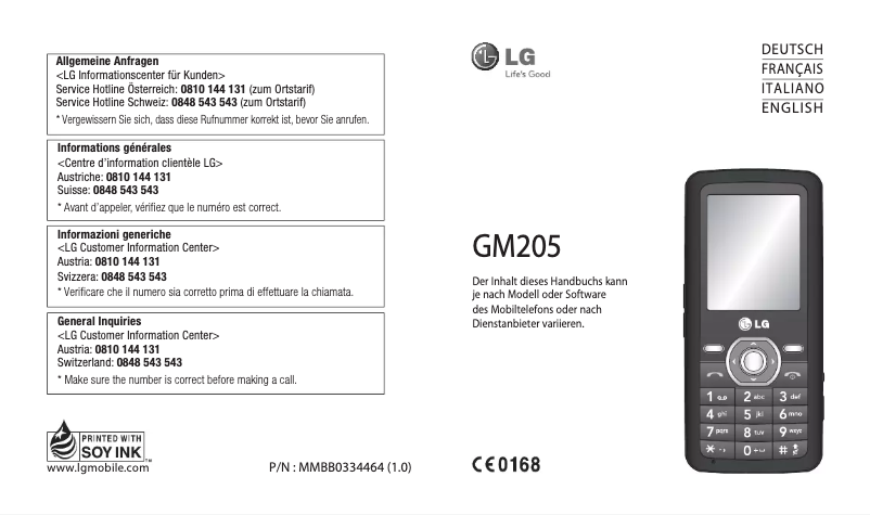 Imagen de la primera página del manual del dispositivo GM205