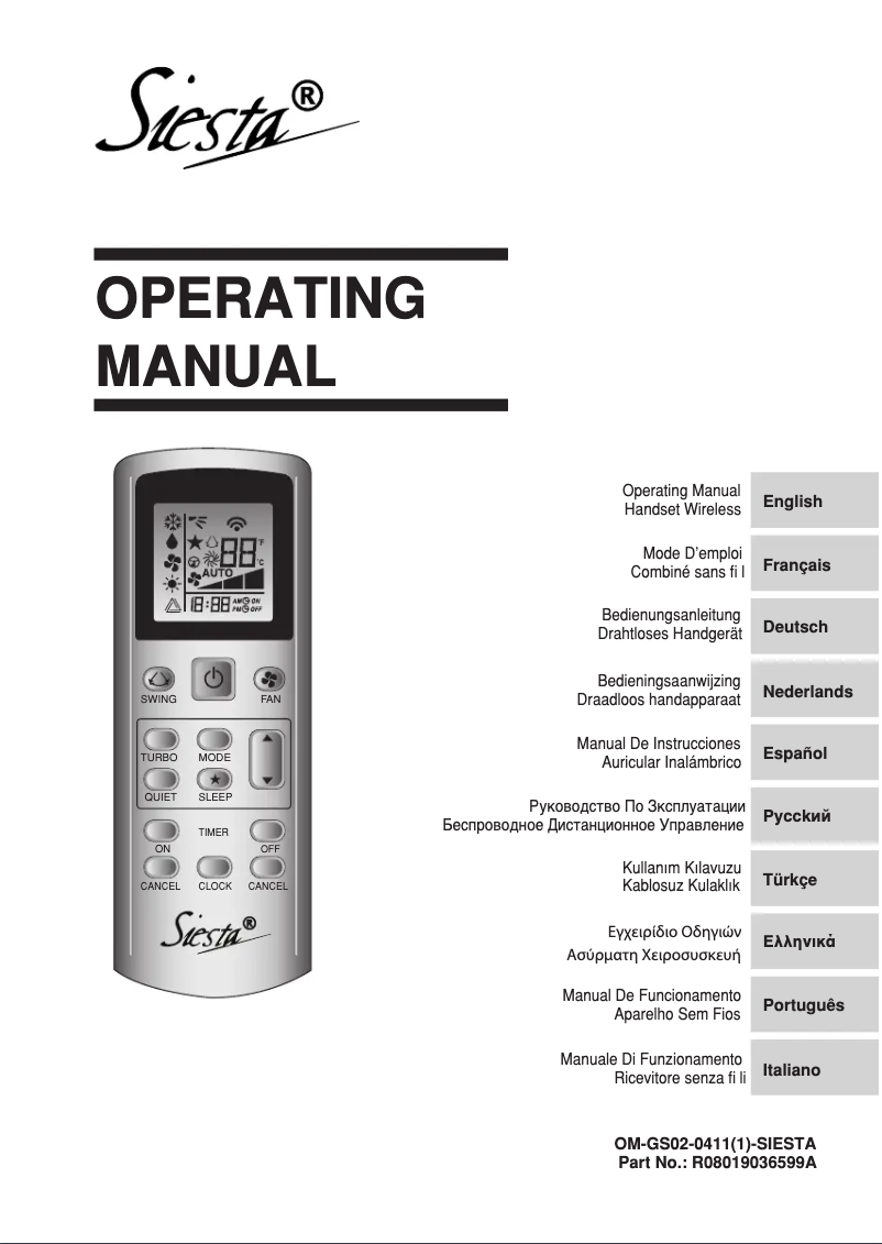 Imagen de la primera página del manual del dispositivo Siesta OM-GS02-0411(1)