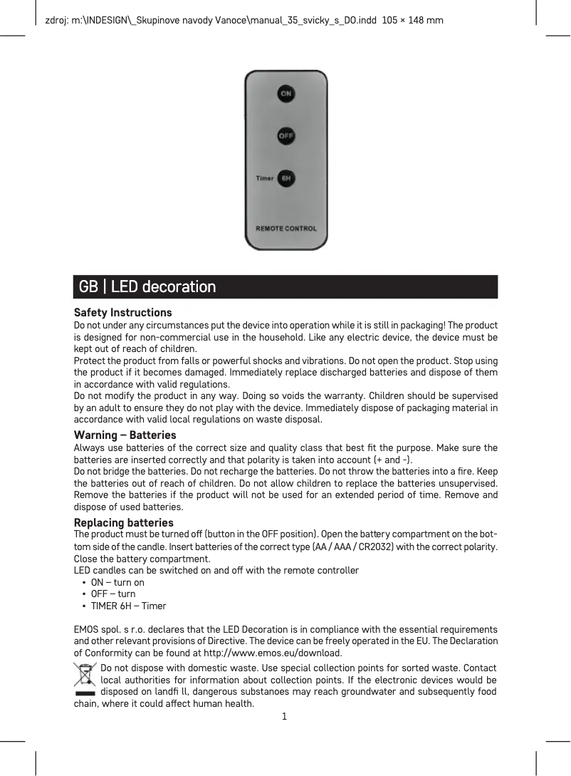 Imagen de la primera página del manual del dispositivo DCCV06