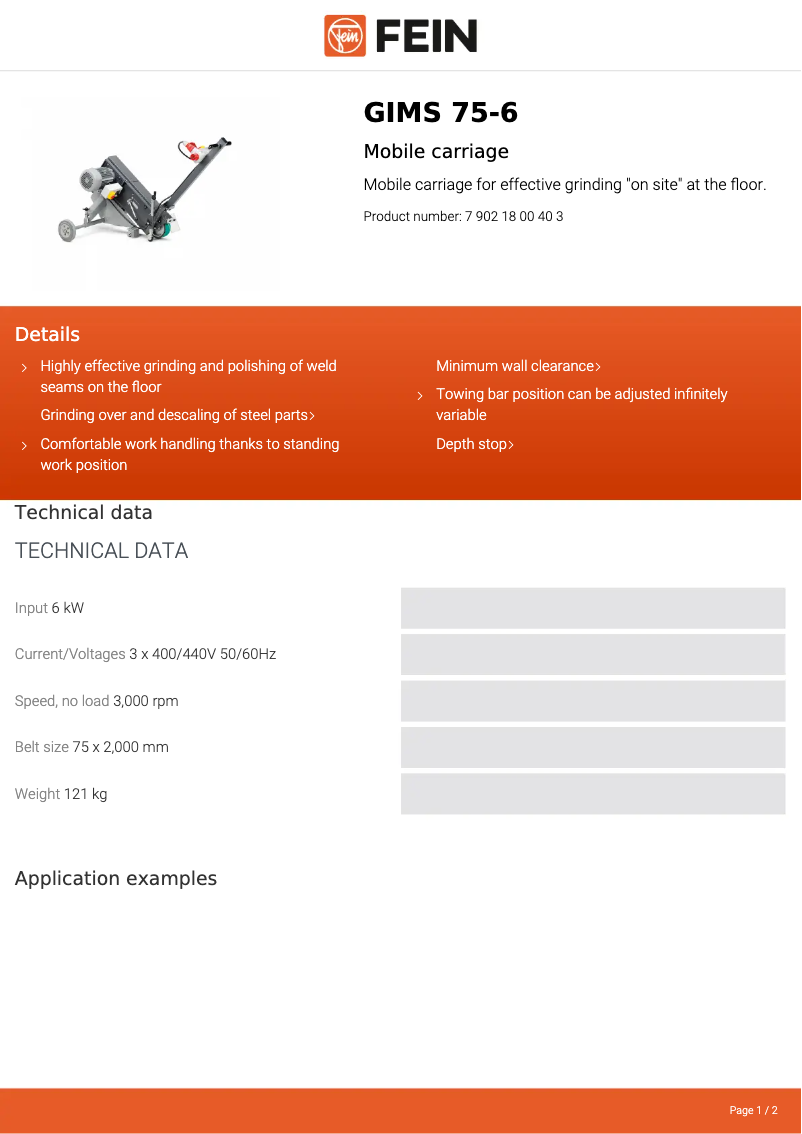 Página nº 1 - Ficha técnica Fein GIMS 75-6