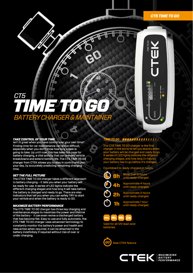 Página 1 del manual Ficha técnica Ctek CT5 Time To Go