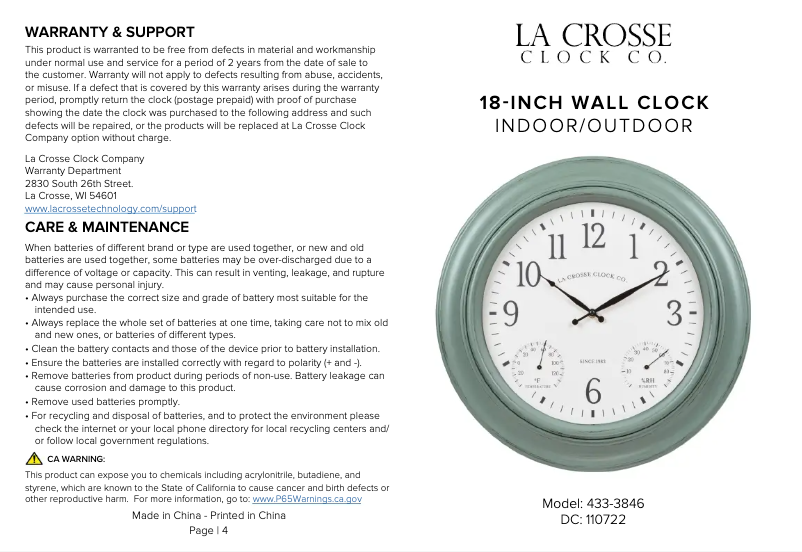 Imagen de la primera página del manual del dispositivo 433-3846