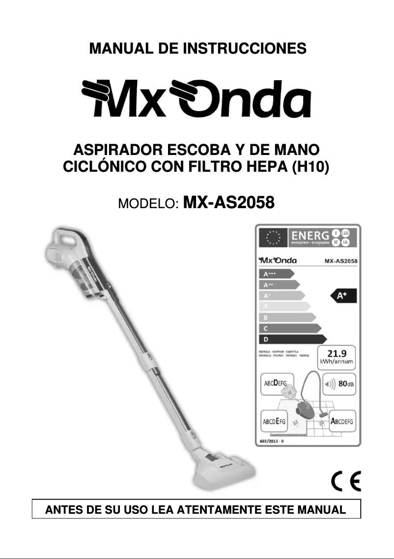 Imagen de la primera página del manual del dispositivo MX-AS2058