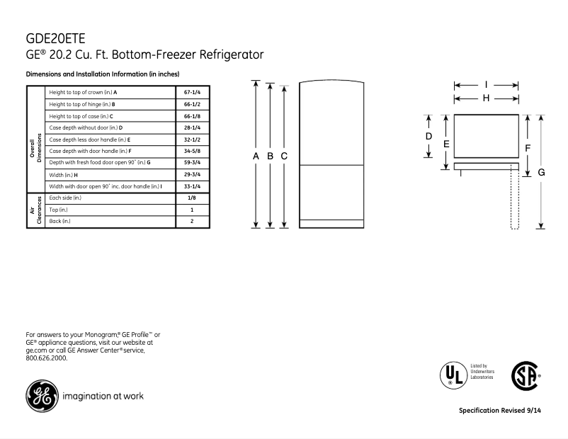 Imagen de la primera página del manual del dispositivo GDE20ETEWW