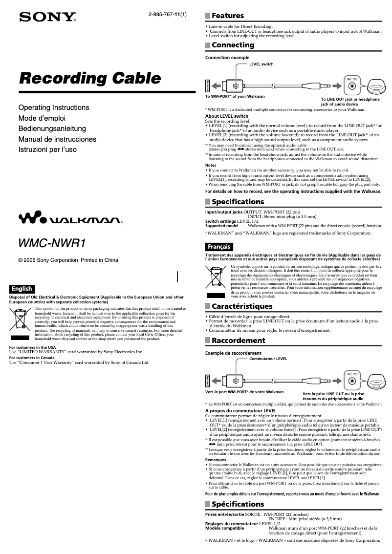 Imagen de la primera página del manual del dispositivo WMC-NWR1