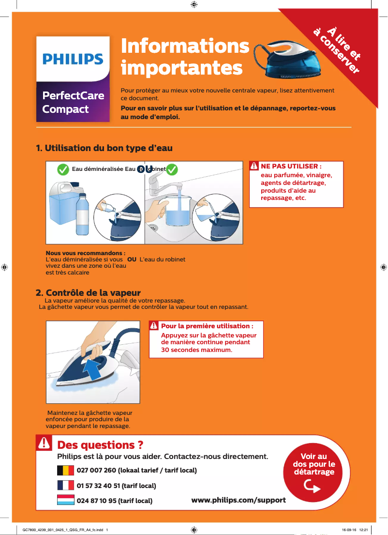 Imagen de la primera página del manual del dispositivo PerfectCare Compact GC7833