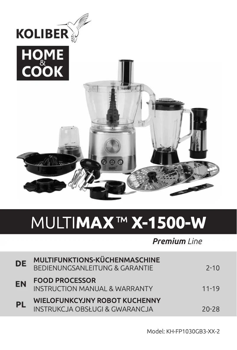 Imagen de la primera página del manual del dispositivo MULTIMAX X-1500-W