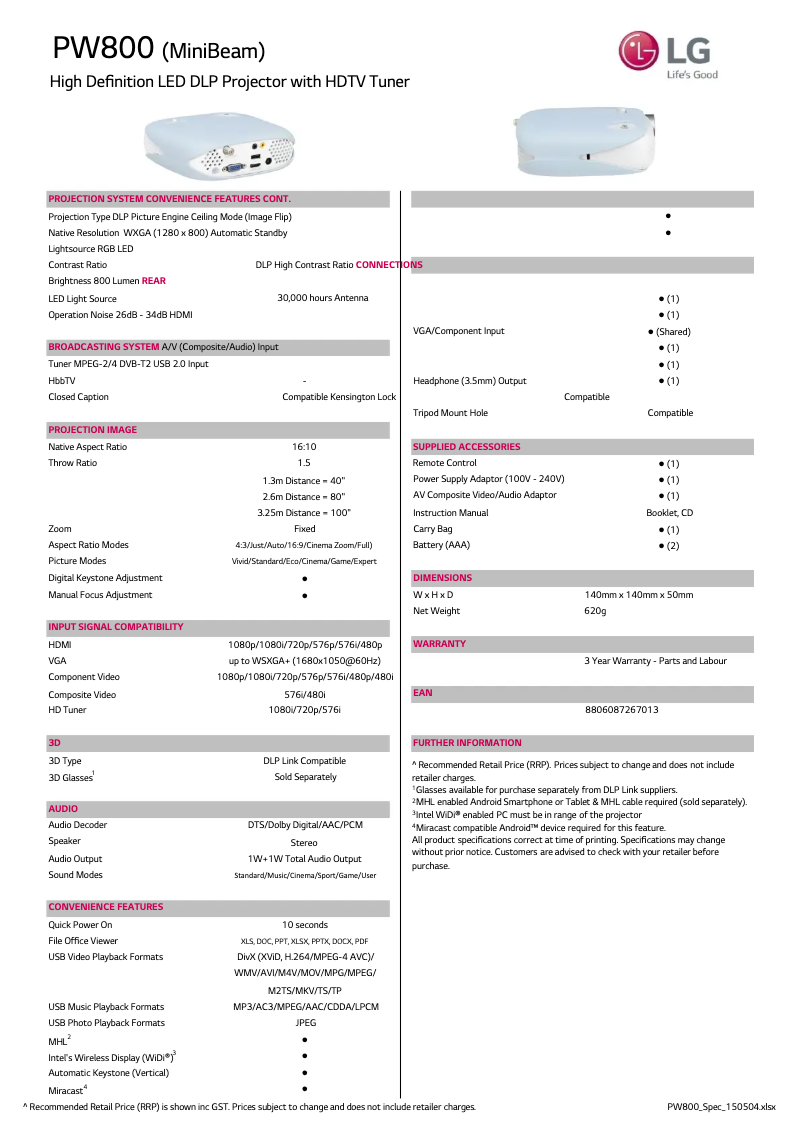 Imagen de la primera página del manual del dispositivo PW800