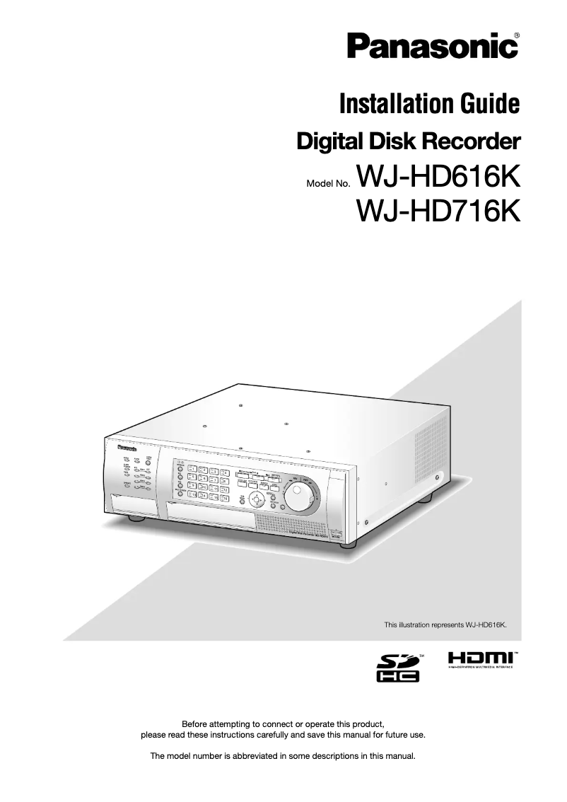 Imagen de la primera página del manual del dispositivo WJ-HD616