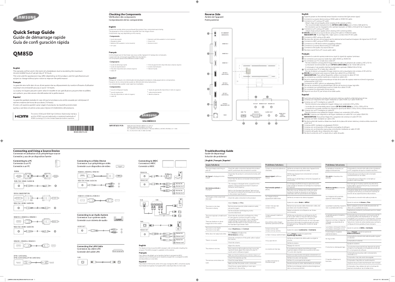 Página 1 del manual Guía de instalación Samsung QM85D