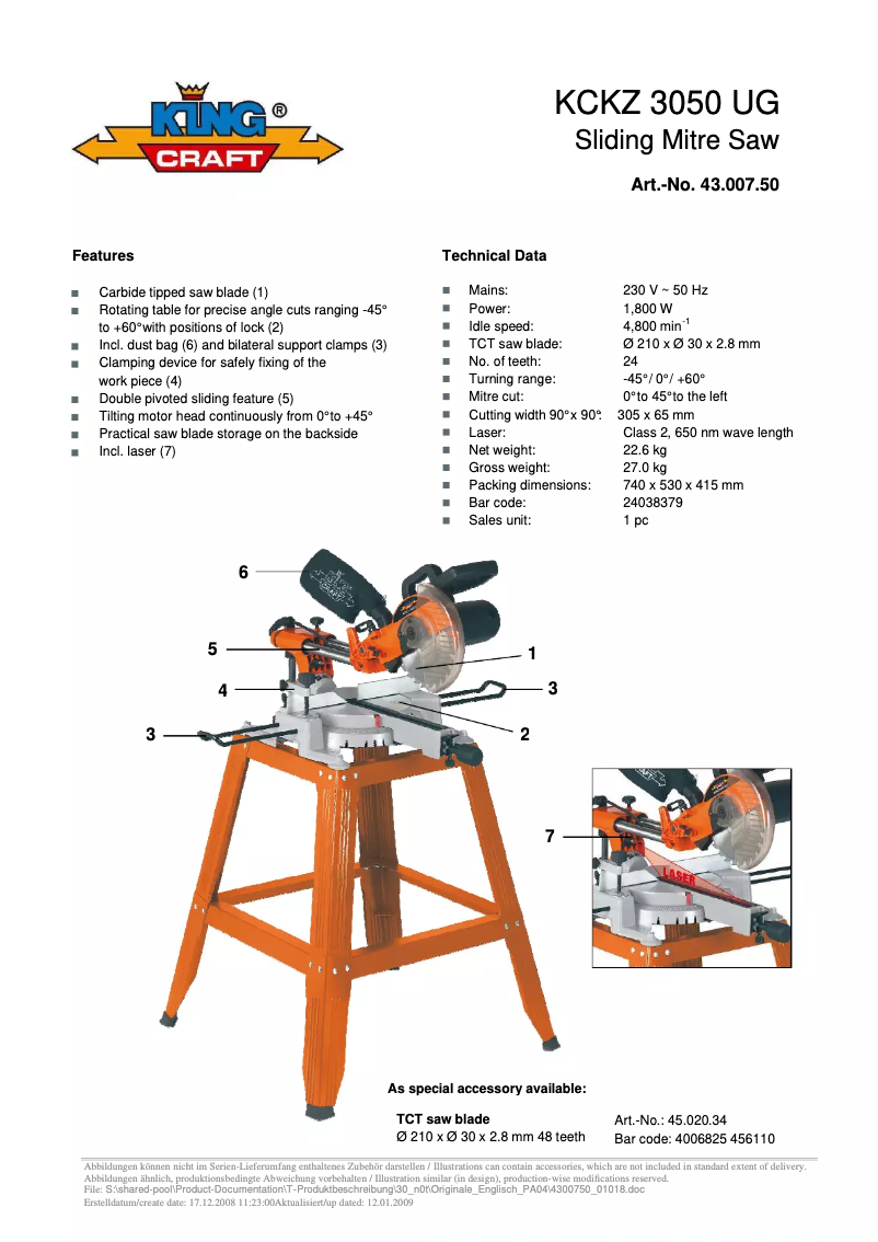 Imagen de la primera página del manual del dispositivo KCKZ 3050 UG