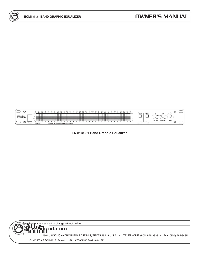 Página 1 del manual Manual de usuario Atlas Sound EQM131