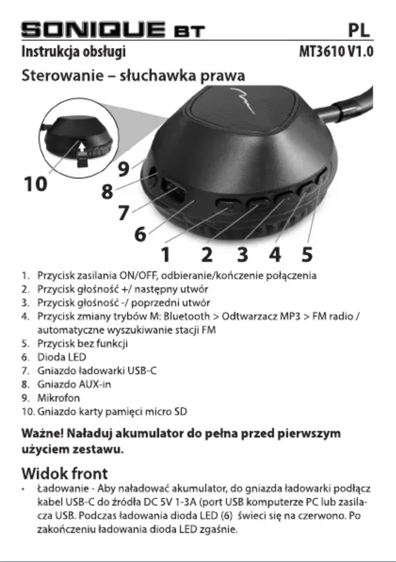 Página 1 del manual Manual de usuario Media-Tech SONIQUE BT MT3610