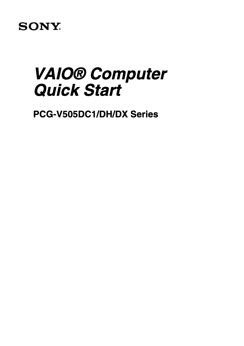 Página nº 1 - Guía de instalación Sony Vaio PCG-V505DC1