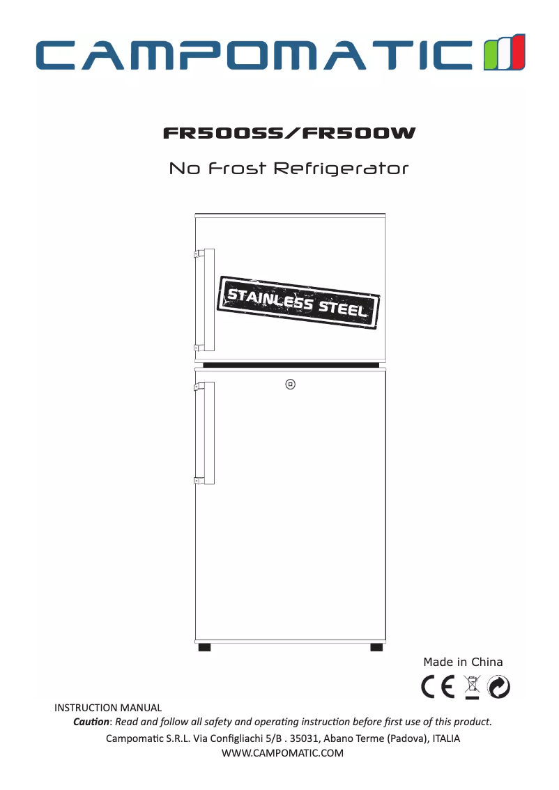 Imagen de la primera página del manual del dispositivo FR500SS
