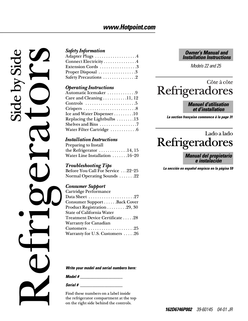 Imagen de la primera página del manual del dispositivo HSS25IFMCC