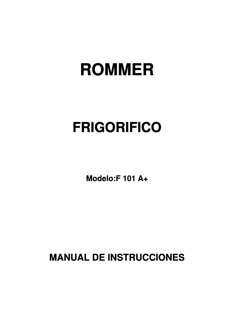 Página 1 del manual Manual de usuario Rommer F-101 A+ Vanguard