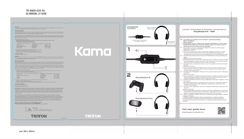 Imagen de la primera página del manual del dispositivo Kama (PS4)