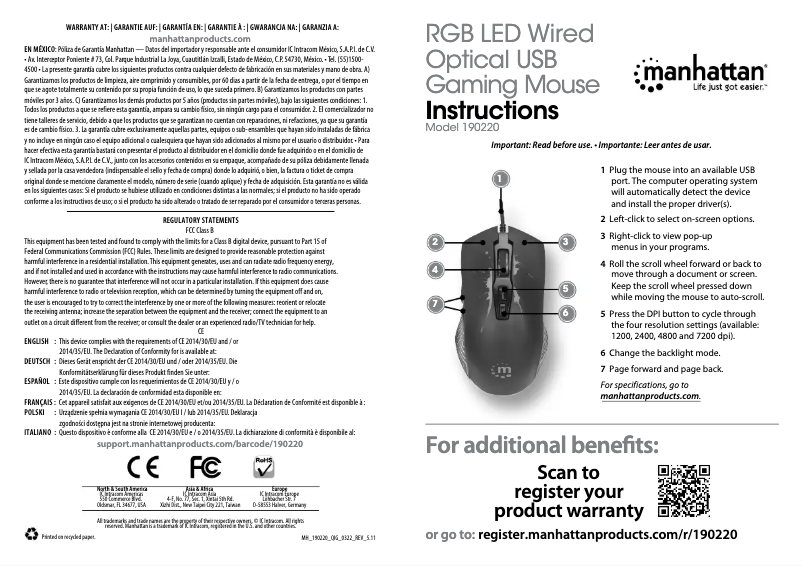 Página nº 1 - Manual de usuario Manhattan 190220