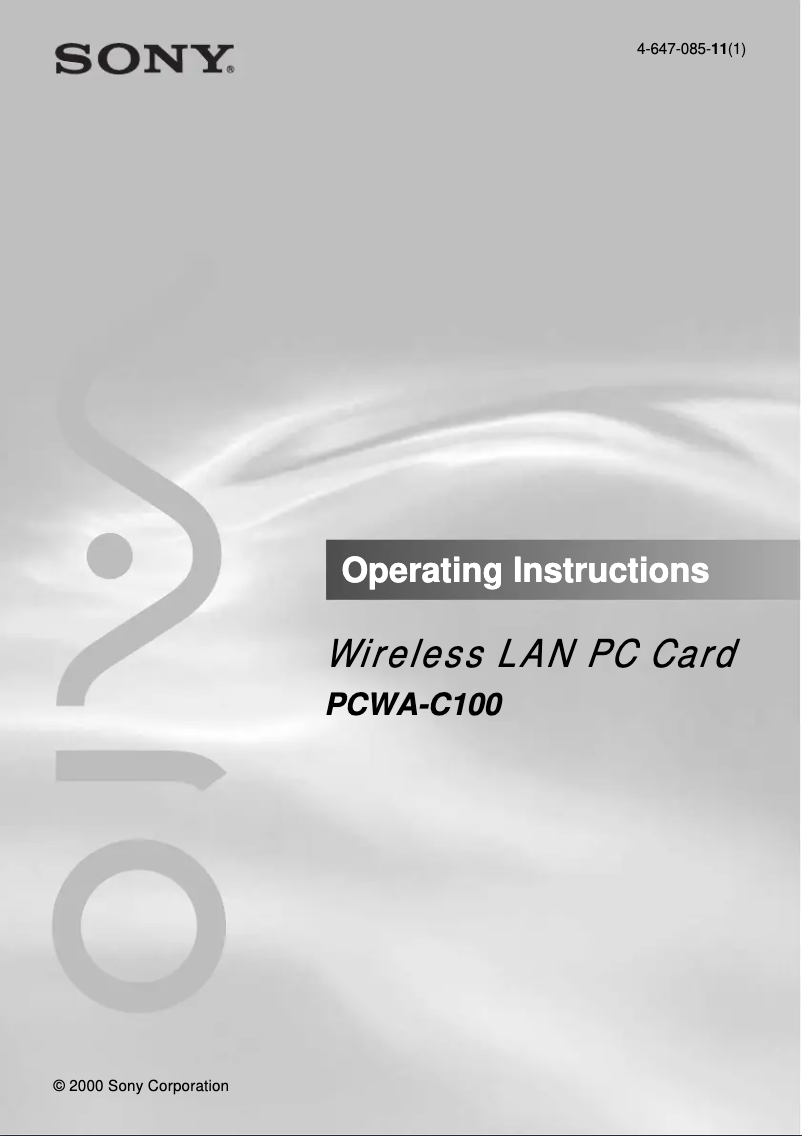 Página nº 1 - Manual de usuario Sony PCWA-C100