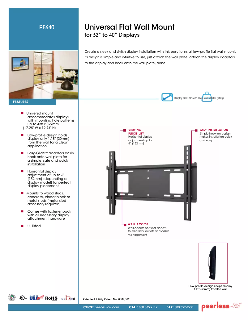 Página 1 del manual Manual de usuario Peerless-AV PF640