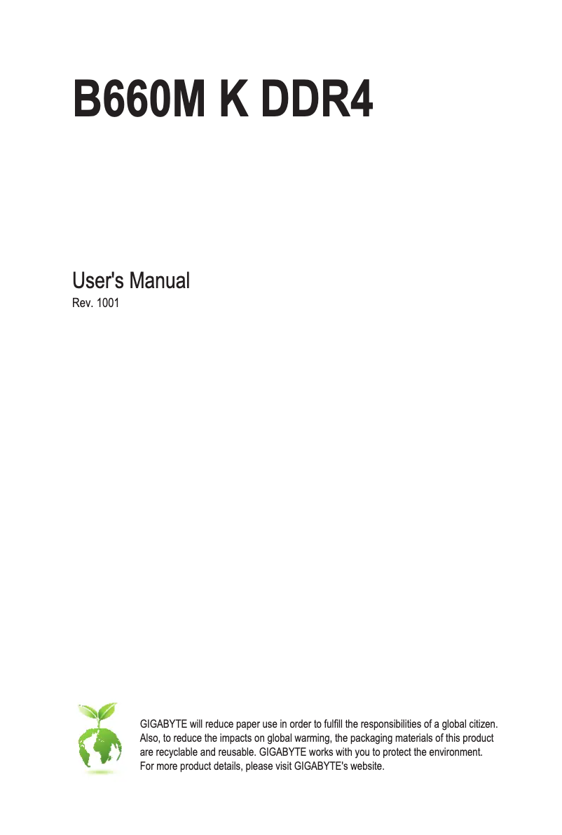 Página 1 del manual Manual de usuario Gigabyte B660M K DDR4