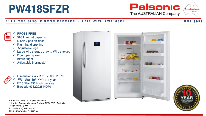 Imagen de la primera página del manual del dispositivo PW418SFZL