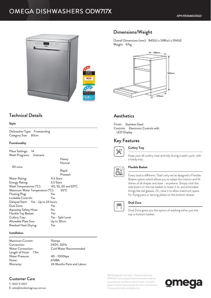 Imagen de la primera página del manual del dispositivo ODW717X