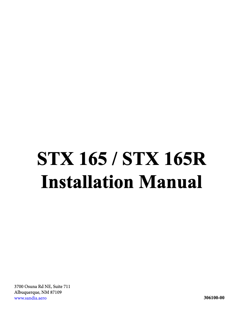 Imagen de la primera página del manual del dispositivo STX 165