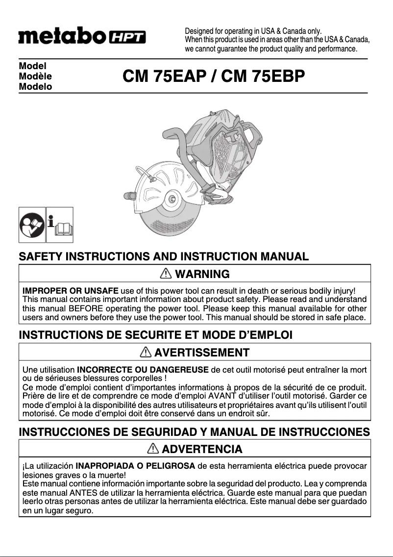 Página nº 1 - Manual de usuario HiKOKI CM75EAP