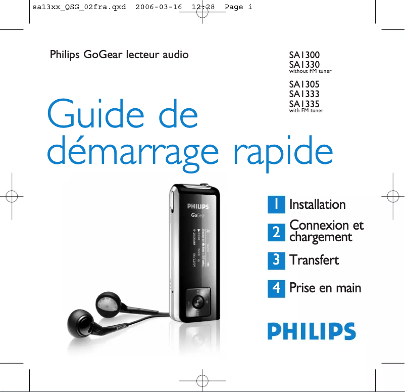 Página 1 del manual Guía de inicio rápido Philips SA1305