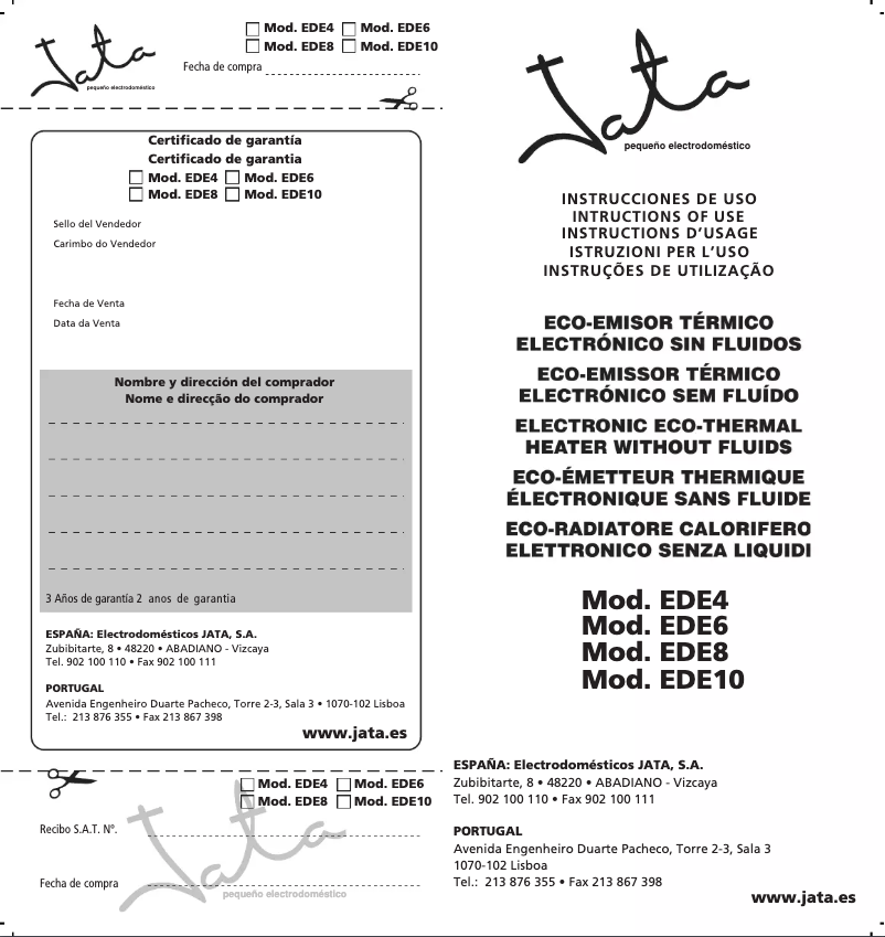 Página 1 del manual Manual de usuario Jata EDE6