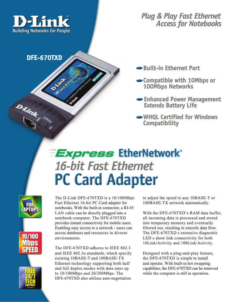 Página 1 del manual Ficha técnica D-Link DFE-670TXD