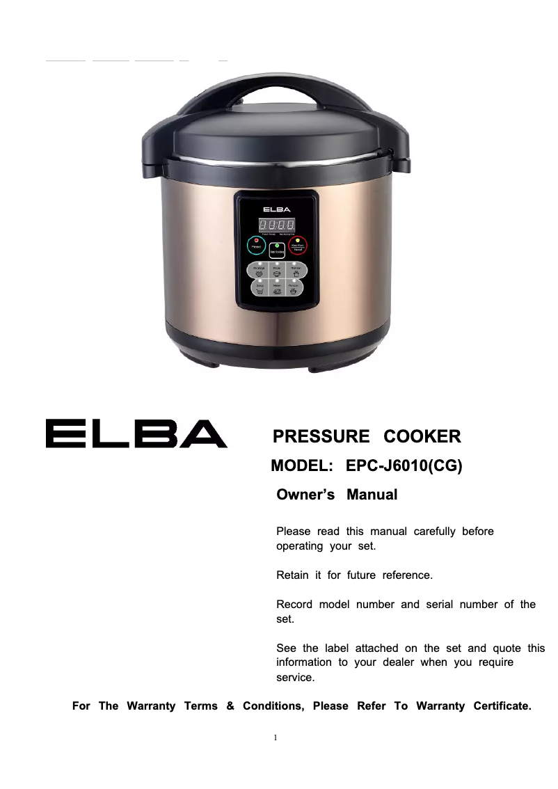 Página 1 del manual Manual de usuario Elba EPC-J6010(CG)