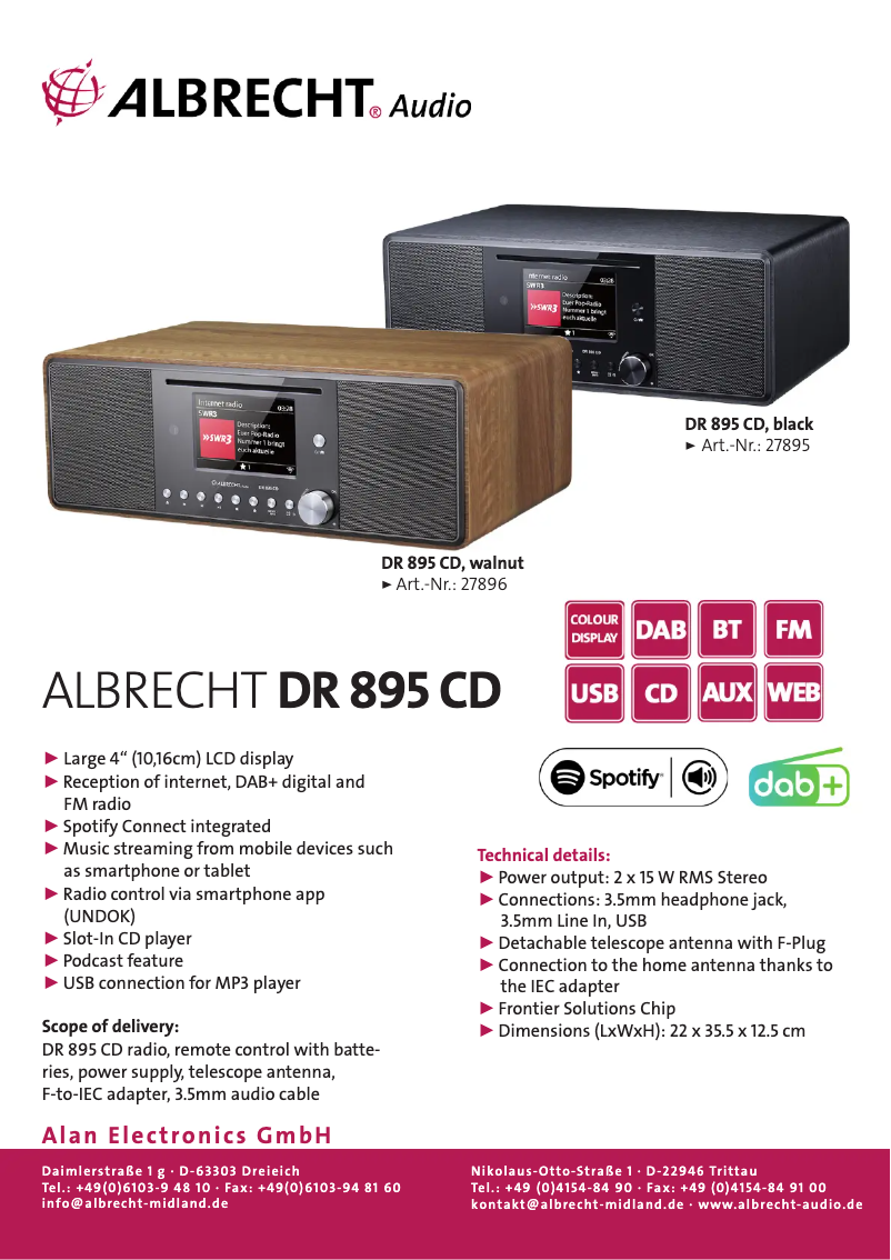 Página nº 1 - Ficha técnica Albrecht DR 895 CD