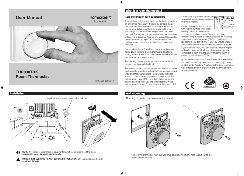 Imagen de la primera página del manual del dispositivo Homexpert THR830TUK