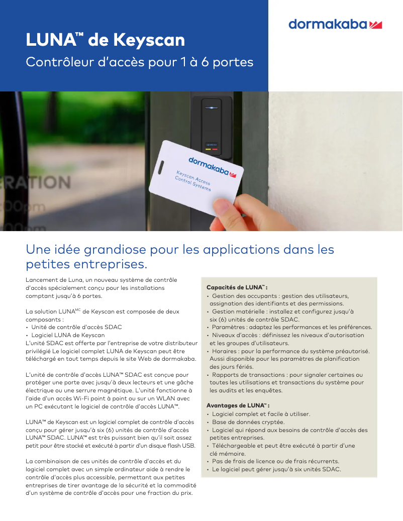 Imagen de la primera página del manual del dispositivo Keyscan LUNA