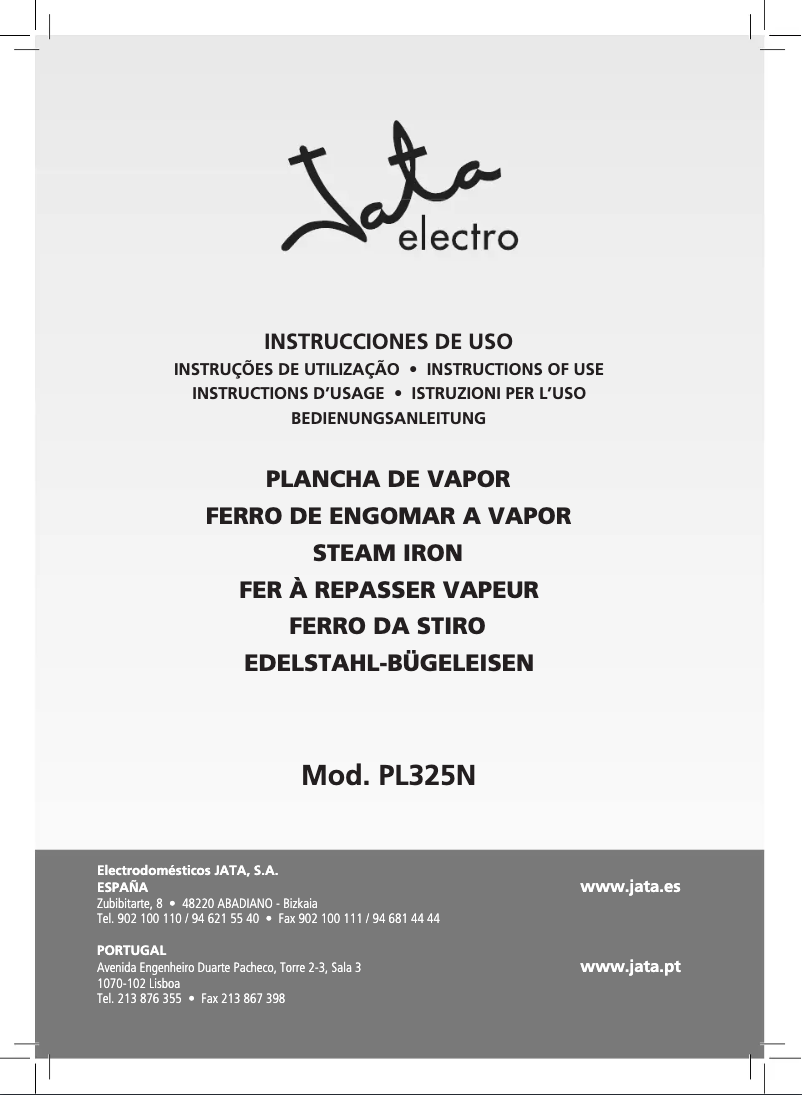 Imagen de la primera página del manual del dispositivo PL325N