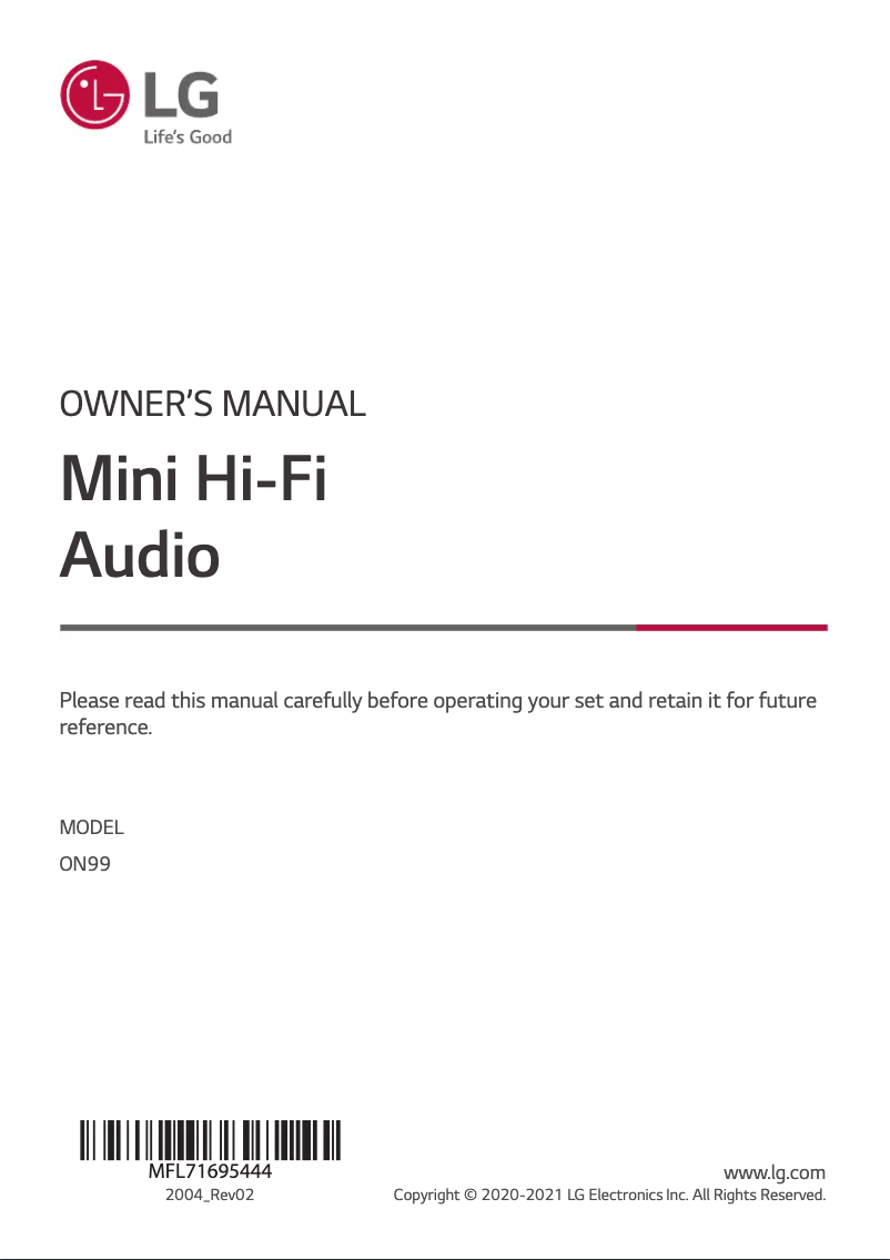 Imagen de la primera página del manual del dispositivo ON99